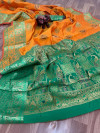 Orange color Pure Banarasi  weaving work saree