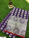 Blue color Lichi silk Zari weaving work saree