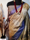 Blue bordered Jute silk embroidered cut work saree