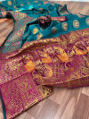 Firoji color Pure Banarasi  weaving work saree