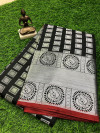 Black color Lichi silk Zari weaving work saree