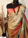 Red bordered Jute silk embroidered cut work saree