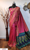 Handloom raw silk resham weaving work saree
