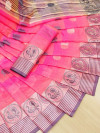 Pink color soft cotton weaving work saree