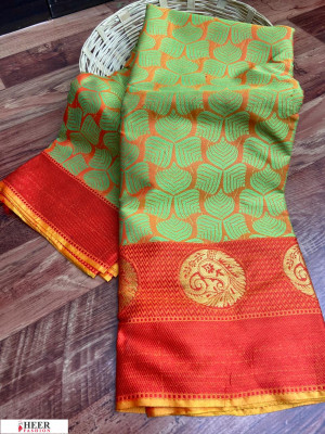 Green color soft Banarasi silk Zari woven work saree