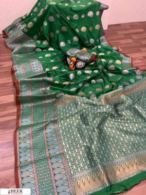 Green color kanjeevaram Soft Silk Zari Work saree