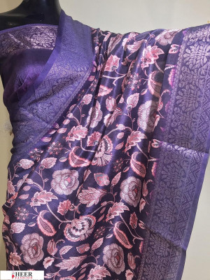 Soft Munga Silk Weaving digital printed saree