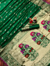 Green color soft banarasi silk saree golden zari work