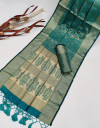 Green color soft kanchipuram silk saree with zari work