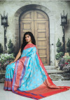Firoji color kanchipuram handloom weaving silk saree with zari work