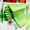 Parrot green color banarasi silk saree with golden zari weaving work
