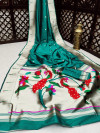 Rama green color banarasi soft silk paithani saree with zari border