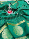 Rama green color soft linen silk saree