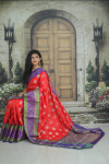 Red color kanchipuram handloom weaving silk saree with zari work