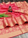 Pink color pure cotton saree with designer weaving border