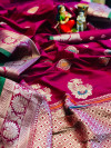 Magenta color soft silk saree with minakari & zari border
