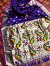 Violet color paithani silk saree with contrast minakari work