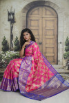 Pink color kanchipuram handloom weaving silk saree