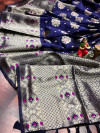 Navy blue color soft banarasi saree with weaving golden  zari border