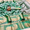 Green color soft cotton saree with kanchi weaving border