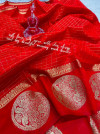 Red color soft linen silk saree