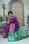 Purple color soft paithani silk saree with weaving rich pallu