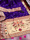 Violet color paithani silk saree with full stitching pallu & border