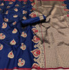 Navy blue color lichi silk saree with zari weaving work & extra ordinary design