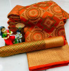 Orange color soft banarasi patola silk saree with heavy weaving rich pallu