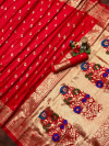 Red color soft banarasi silk saree golden zari work