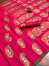 Pink color soft banarasi silk saree with meenakari design & golden zari weaving work