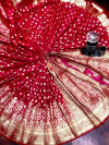 Pink color banarasi soft silk saree with gold zari woven border