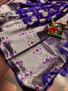 Purple color soft banarasi saree with weaving golden  zari border