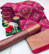 Pink color soft banarasi patola silk saree with heavy weaving rich pallu