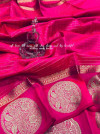 Dark pink color soft linen silk saree