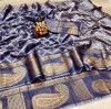 Blue color soft cotton saree with kanchi weaving border