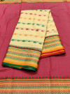 Yellow color drape kota doriya saree with jacquard border & thread butti
