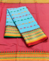 Firoji color drape kota doriya saree with jacquard border & thread butti