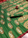 Green color soft banarasi silk saree with meenakari design & golden zari weaving work