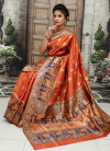 Orange color Soft & Pure Banarasi silk saree With Rich Weaving Pallu