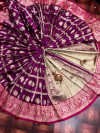 Magenta color banarasi silk saree with golden zari work