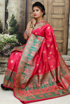Gajari color Soft & Pure Banarasi silk saree With Rich Weaving Pallu