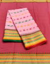 Pink color drape kota doriya saree with jacquard border & thread butti