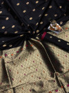 Black color banarasi silk saree with zari and minakari work