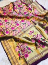 Magenta color pure kanchipuram silk saree with zari weaving work