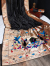Black color paithani silk saree with zari weaving contrast work