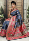 Gray color Soft & Pure Banarasi silk saree With Rich Weaving Pallu