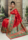 Red color Soft & Pure Banarasi silk saree With Rich Weaving Pallu