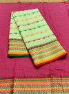 Pista green color drape kota doriya saree with jacquard border & thread butti
