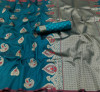 Rama green color lichi silk saree with zari weaving work & extra ordinary design